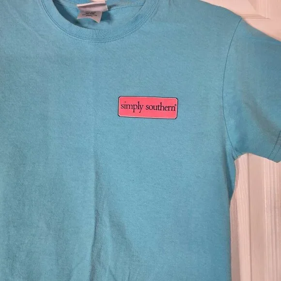 Simply Southern "Flip Flops and Dunes" Blue Short Sleeve Tee Shirt Size Small - Picture 3 of 7